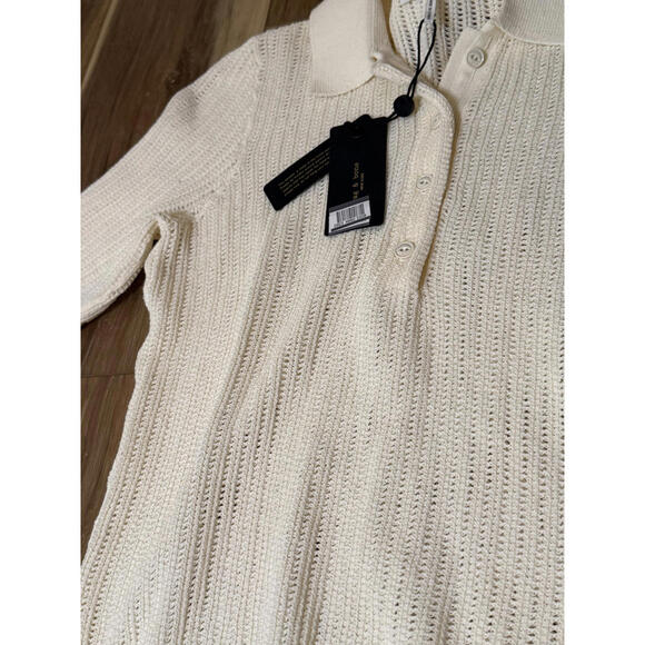 NWT! rag & bone Vivi Open Stitch Polo Cream Size XS - Picture 5 of 7